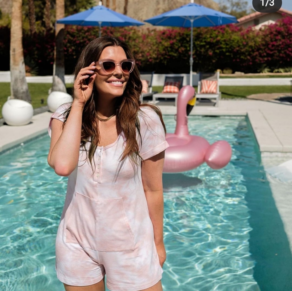 THE SHORTY S+T ANYDAY ROMPER in COTTON CANDY SKY TIE DYE